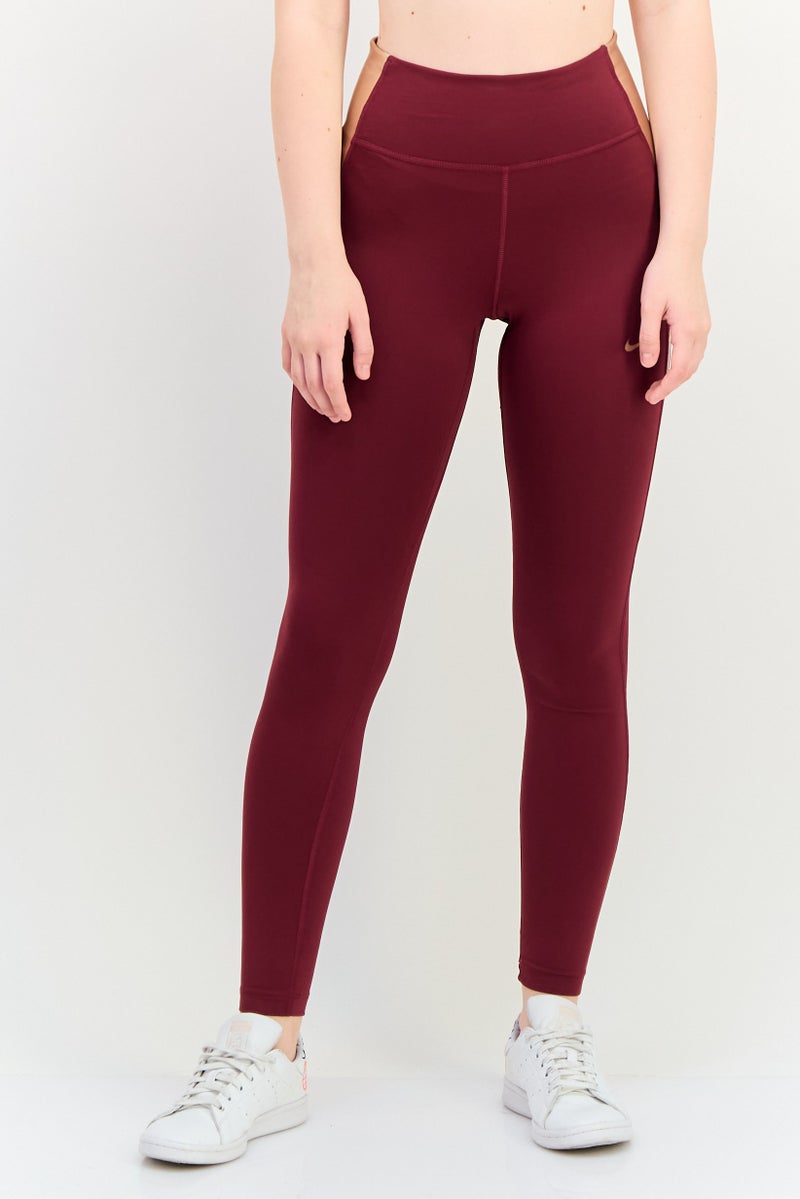 Nike Women Tight Fit Training Leggings, Maroon - Image 1