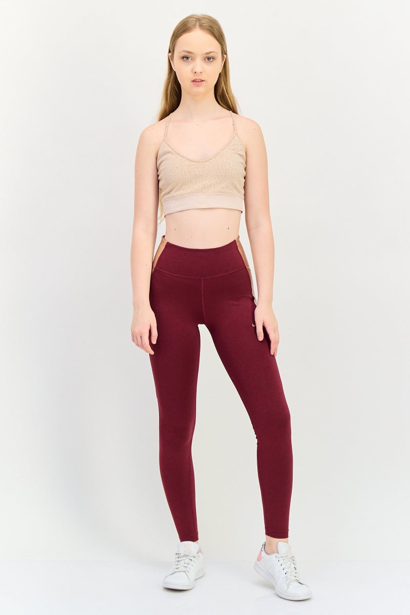 Nike Women Tight Fit Training Leggings, Maroon - Image 4