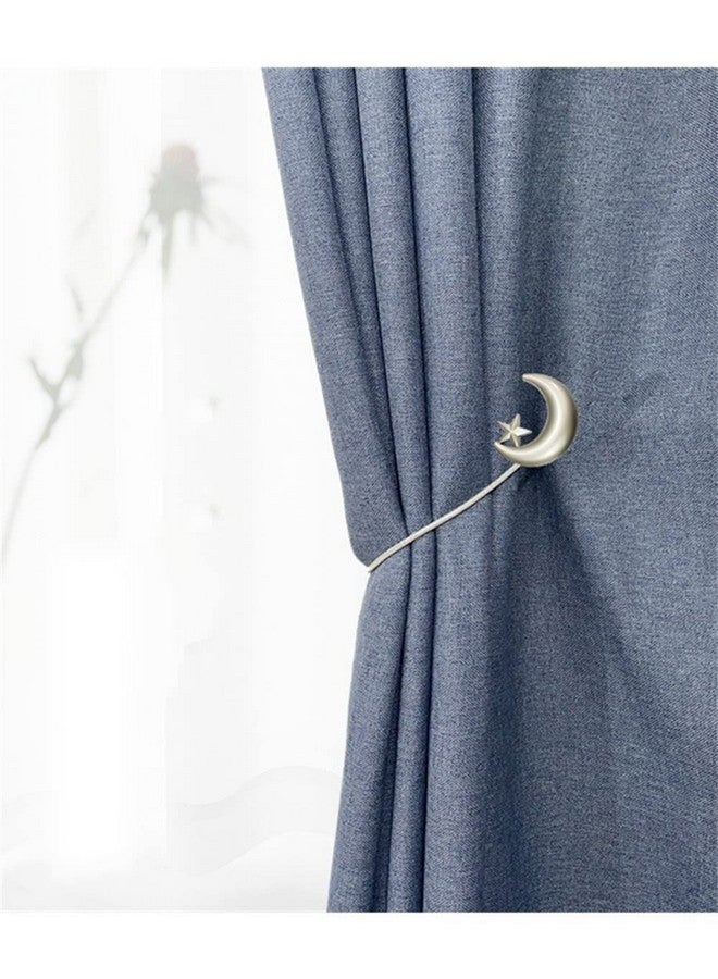 JINDIN Magnetic Curtain Tiebacks, Star Moon Curtain Tie Back 2 Pack, Moon Star Curtain Holdbacks, Magnetic Weave Rope Curtain Buckle Hooks Clip for Home Office Decorative Curtain (Silver) - Image 5