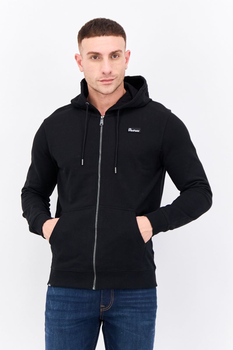 Penfield سويت شيرت بقلنسوة للرجال بشعار العلامة التجارية بأكمام طويلة، أسود - Image 1