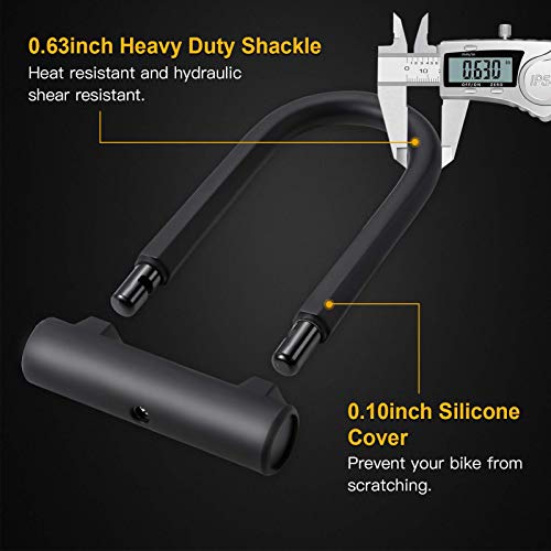 UBULLOX Bike U Lock Heavy Duty Bike Lock Bicycle U Lock, 16mm Shackle and 4ft/6ft Length Security Cable with Sturdy Mounting Bracket for Bicycle, Motorcycle and More - Image 2