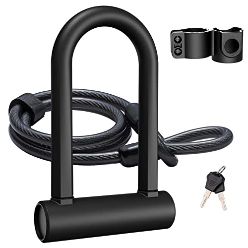 UBULLOX Bike U Lock Heavy Duty Bike Lock Bicycle U Lock, 16mm Shackle and 4ft/6ft Length Security Cable with Sturdy Mounting Bracket for Bicycle, Motorcycle and More - Image 1
