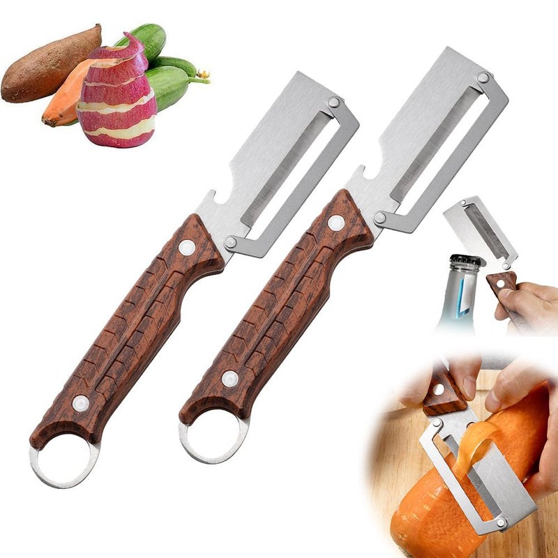 New stainless steel sugarcane peeler, all-steel kitchen peeler, fruit stand peeler, wine opener, 2-in-1 - Image 1