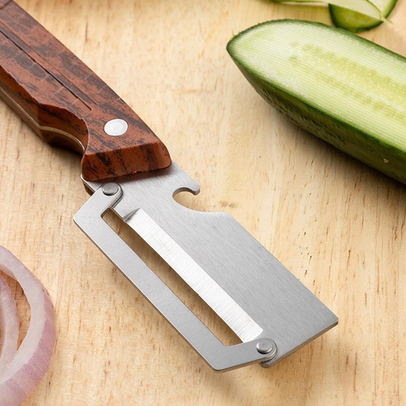 New stainless steel sugarcane peeler, all-steel kitchen peeler, fruit stand peeler, wine opener, 2-in-1 - Image 5