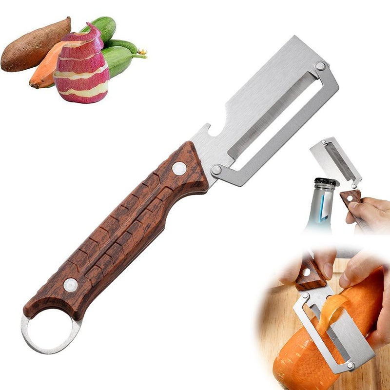 New stainless steel sugarcane peeler, all-steel kitchen peeler, fruit stand peeler, wine opener, 2-in-1 - Image 2