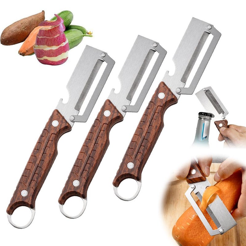New stainless steel sugarcane peeler, all-steel kitchen peeler, fruit stand peeler, wine opener, 2-in-1 - Image 4