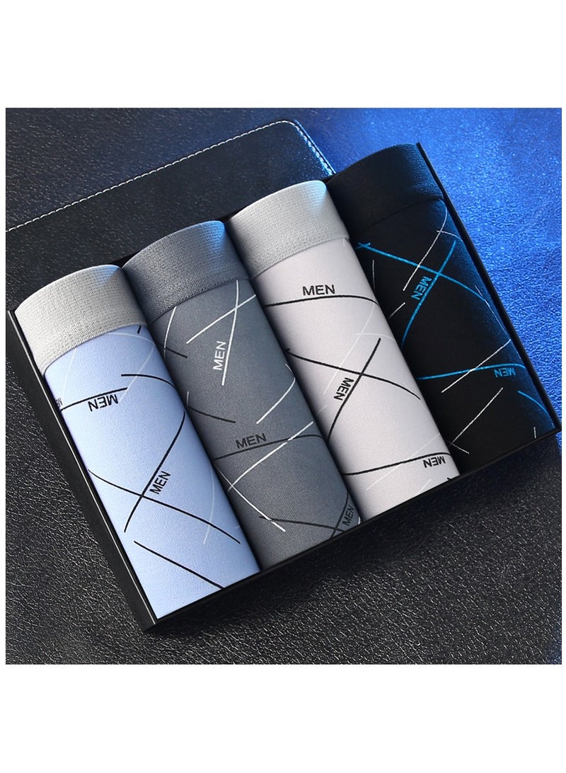 Boxed Men's Printed Breathable Four Corner Underwear Of 4 Pieces  - Image 1