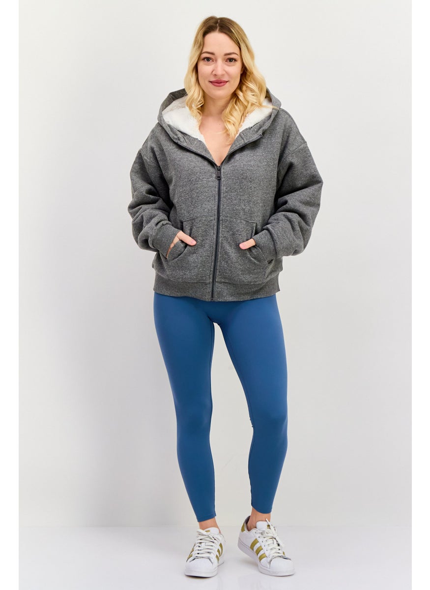 ESPRIT Women Hooded Solid Sweatshirt, Grey  - Image 4