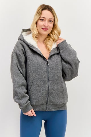 Women Hooded Solid Sweatshirt, Grey - pzsku/Z95DBF1E554BCE85EE8AFZ/45/1747054425/2cdb6653-820c-417a-9eeb-fbcf4353b060
