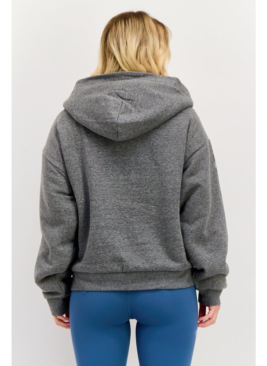 ESPRIT Women Hooded Solid Sweatshirt, Grey  - Image 3