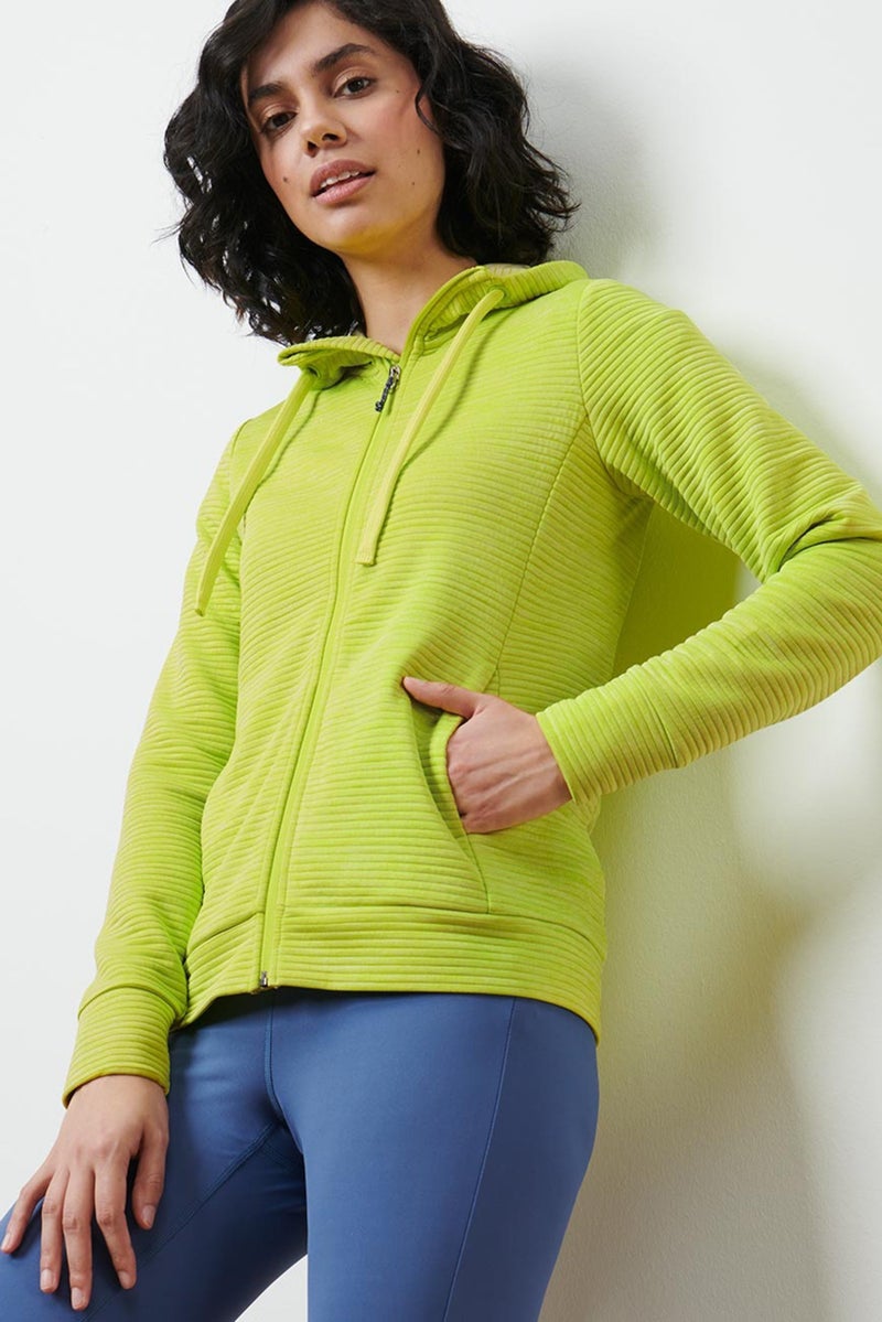 Tchibo Women Stripe Hooded Jacket, Lime Green  - Image 1