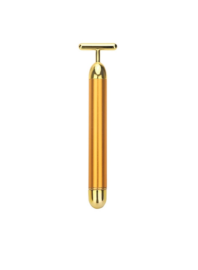 AROAQ 24k Gold Roller, Electric Vibration Facial Massager, Waterproof Face Skin Care T Shaped Anti Wrinkle Massager, Lightweight Portable Face Roller For Forehead, Cheek, Neck, Arm, Leg, (Gold No Pouch) - Image 1