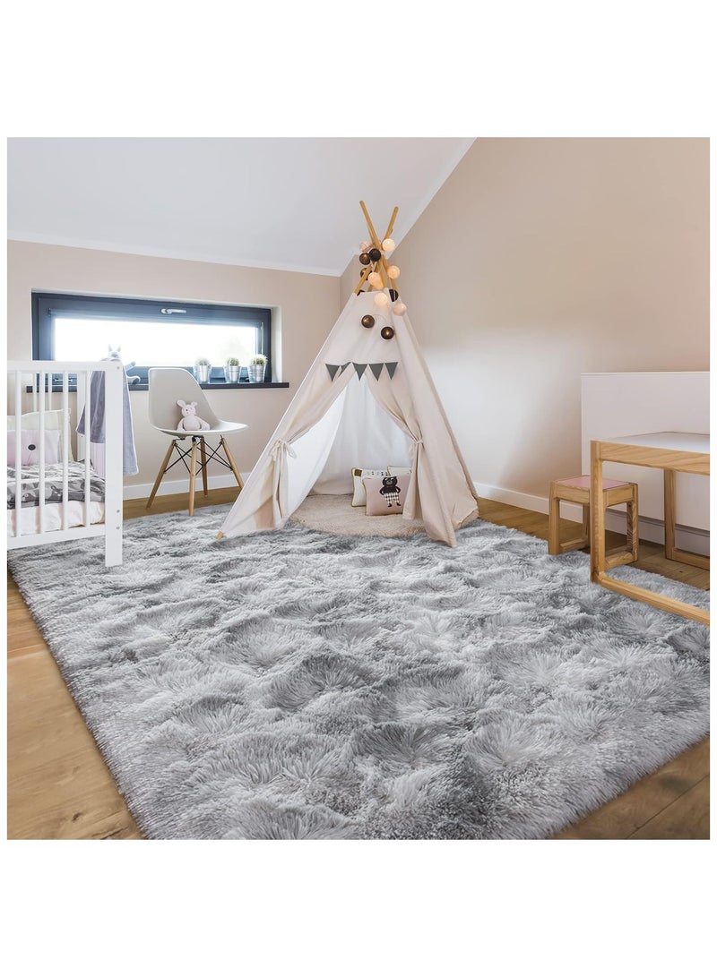 Soofam Shaggy Floor Rug, Soft Fluffy Carpets For Living room, Kids Rugs, Modern Area Rug For Bedroom, Upgrade Anti-skid Rectangular Fuzzy Rug, Large Living Room Rugs (Light Gray, 160 * 230cm) - Image 2