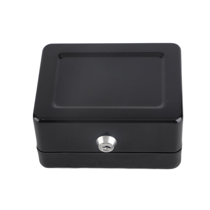 Portable Cash Box: Black Mini Size Lightweight With Smooth Comfort Grip Handle - Sturdy High Quality Steel Key Lock Security Box With 2 Keys Multiple Compartments For Home Office Travel Jewelry Coin S - Image 3