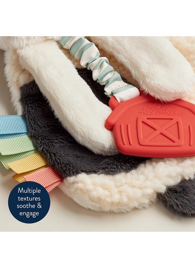Itzy Ritzy - - Itzy Lovey Including Teether - Baby Lovey With Teether, Textured Ribbons & Dangle Arms - Features Crinkle Sound, Sherpa Fabric And Minky Plush (Cow) - Image 1