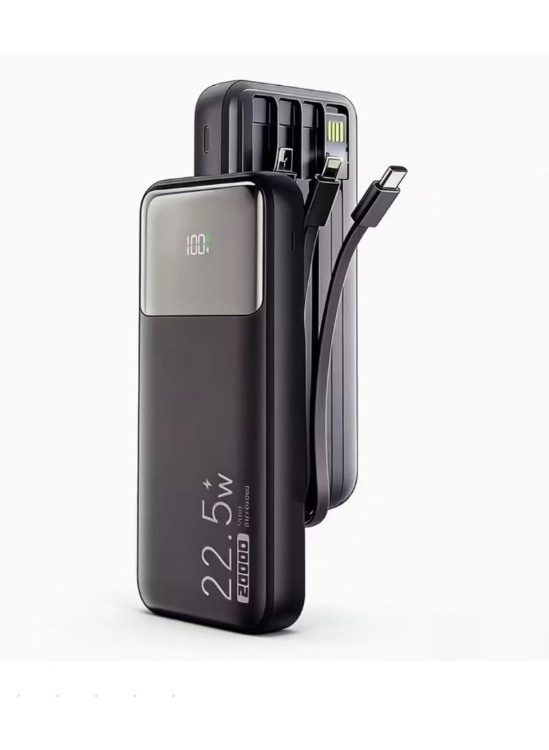 Genrics Portable Power Bank with a Fast Charging Output And a Capacity of 20000Mah. It Features a Built-In 4-In-1 Charging Cable, Making It Essential for Daily Commutes. - Image 1