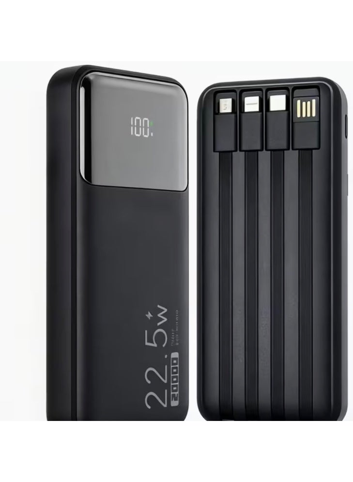 Genrics Portable Power Bank with a Fast Charging Output And a Capacity of 20000Mah. It Features a Built-In 4-In-1 Charging Cable, Making It Essential for Daily Commutes. - Image 2