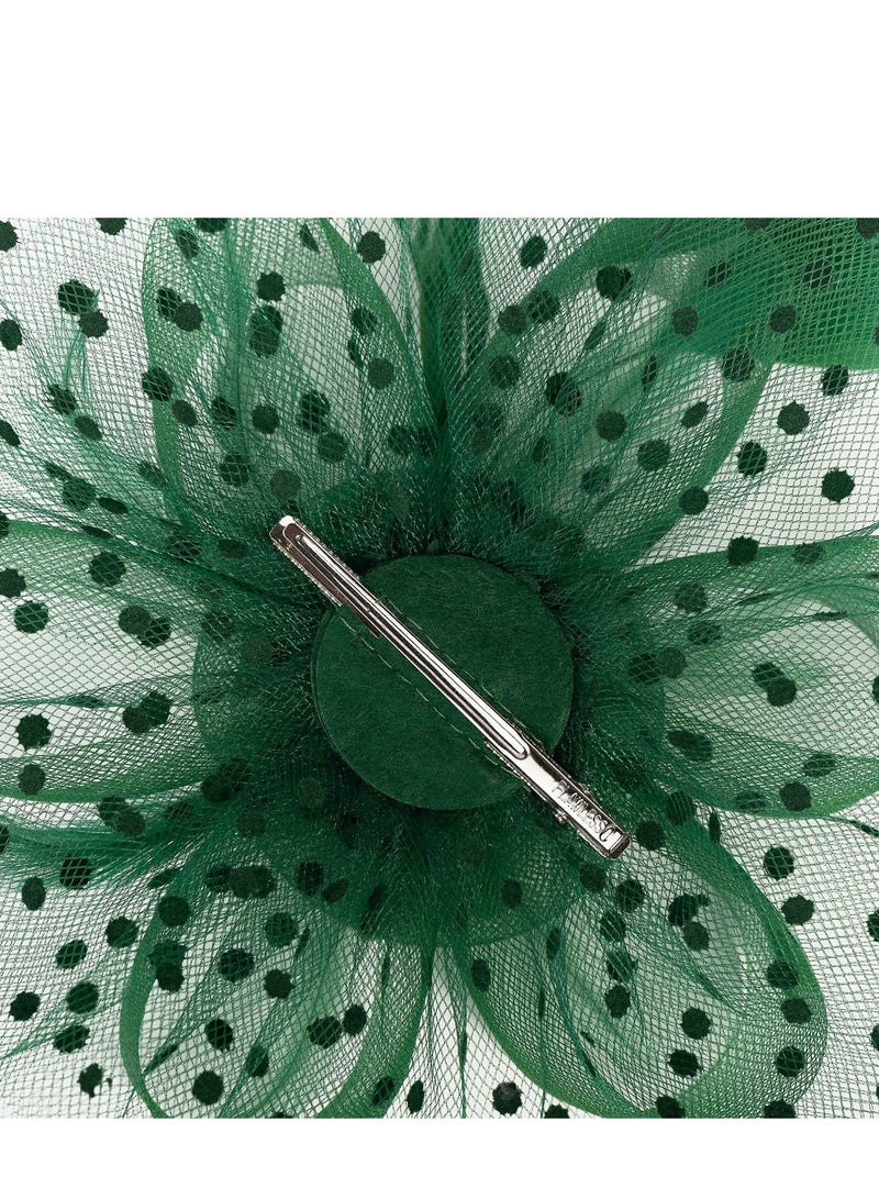 Excefore Fascinators Hat Flower Mesh Ribbons Feathers on a Headband and Clip Tea Party Headwear for Girls Women, Green - Image 4