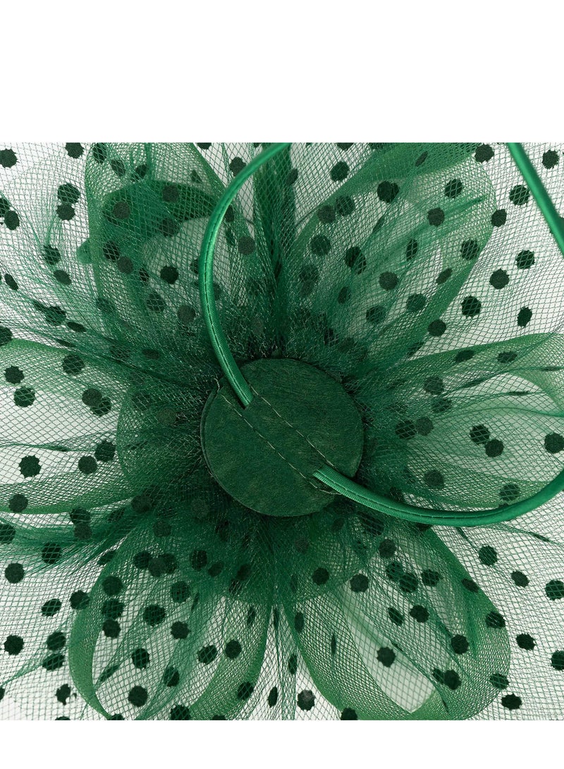 Excefore Fascinators Hat Flower Mesh Ribbons Feathers on a Headband and Clip Tea Party Headwear for Girls Women, Green - Image 5