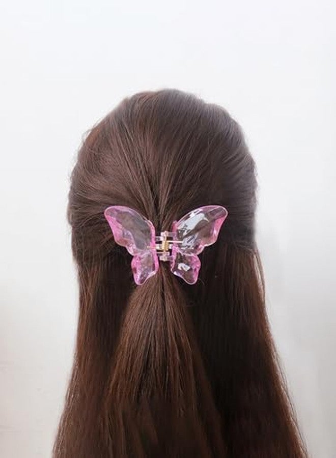 تشيميز أصفر مشابك شعر صفراء بتصميم أجراس، إكسسوارات شعر نسائية، طقم من 4 قطع، مشابك شعر متعددة الألوان بتصميم فراشة، مشابك كبيرة للشعر، زينة شعر بتأثيرات كريستالية شفافة. - Image 4