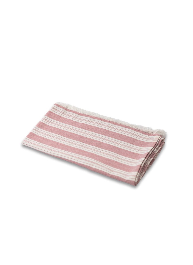 More cottons Striped Throw  dark rose (90x200)  - Image 2
