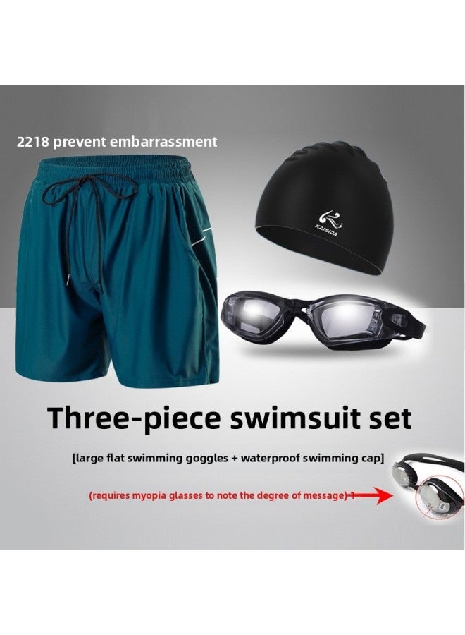 Loquat Men's Anti-embarrassment Loose Swimming Trunks High Waist Plus Size Plus Size Plus Size Fat Man Full Lining Double Layer Swimsuit-Color:3316 Black Short Sleeve +5188 Black Loose Three-point Swimming - Image 3