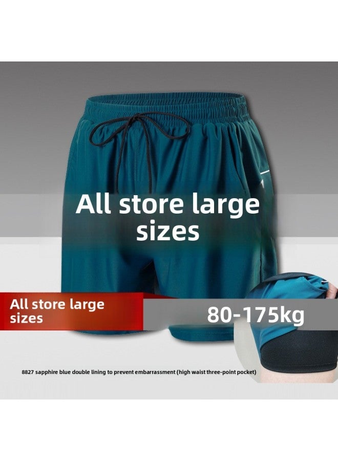 Loquat Men's Anti-embarrassment Loose Swimming Trunks High Waist Plus Size Plus Size Plus Size Fat Man Full Lining Double Layer Swimsuit-Color:3316 Black Short Sleeve +5188 Black Loose Three-point Swimming - Image 2