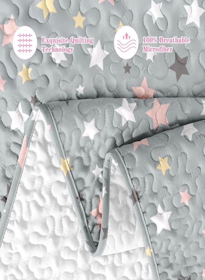 Pamnest Quilt Set Twin Size, Multicolor Stars 2 Pcs Soft Bed Cover Bedding Set for Kids and Adults, Colorful Pink Gray Lightweight Bedspread Coverlet with Pillow Sham for All Season - Image 5