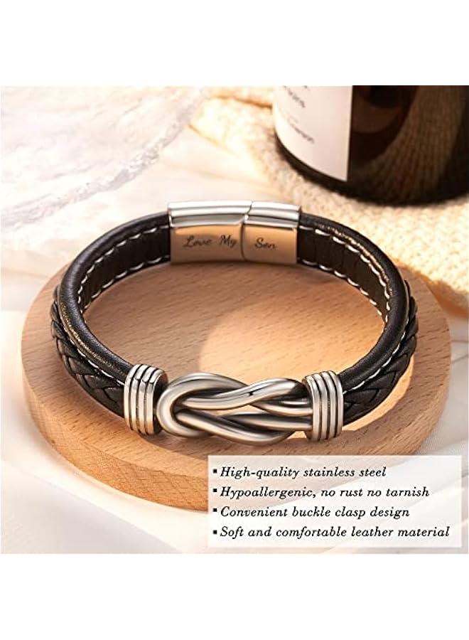 Arabest Bracelet for Son/Grandson/Nephew, Gifts for Teen Boys Leather Knot Bracelet, Graduation  Birthday Gifts - Image 5