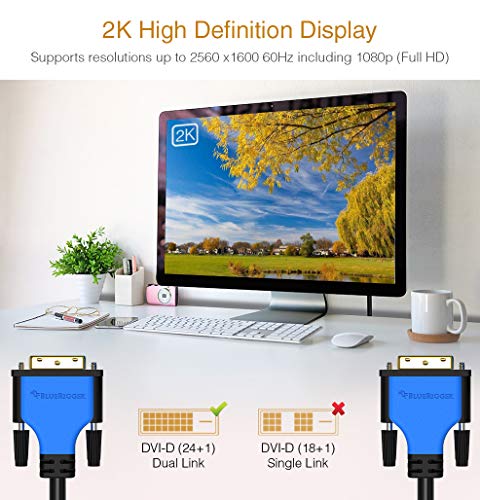 BlueRigger DVI to DVI Monitor Cable (25FT, 24+1 Dual Link, Digital Video Cable, Male to Male) - for Gaming, DVD, Laptops, HDTV and Projector - Image 2
