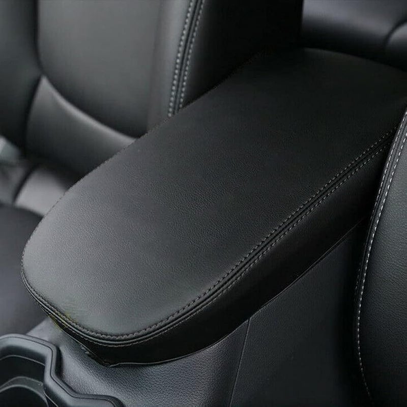 INTGET Center Console Armrest Cover for Toyota RAV4 Accessories 2023 2022 2021 2020 2019 Leather Middle Console Lid Cover Pad Protector Elbow Arm Rest Covering Car for RAV4 2022 Accessories(Black) - Image 1