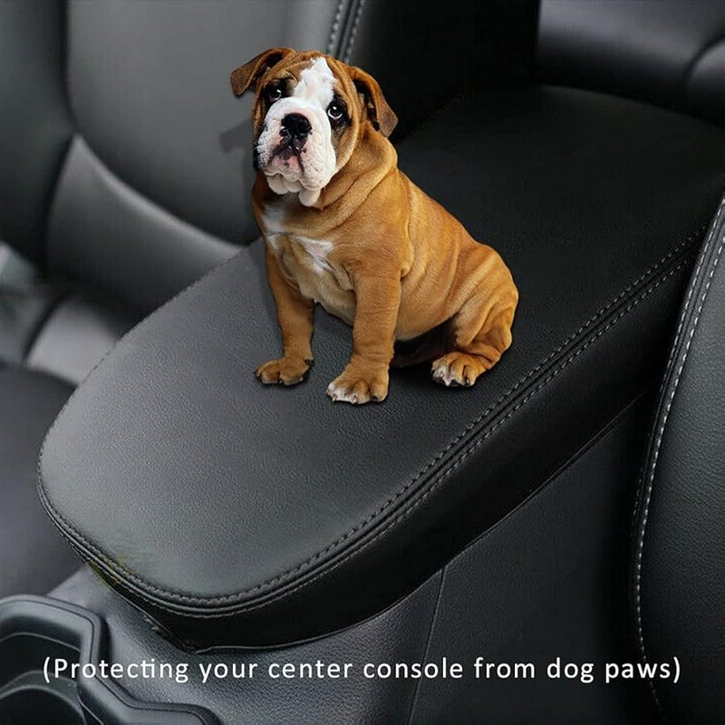 INTGET Center Console Armrest Cover for Toyota RAV4 Accessories 2023 2022 2021 2020 2019 Leather Middle Console Lid Cover Pad Protector Elbow Arm Rest Covering Car for RAV4 2022 Accessories(Black) - Image 3