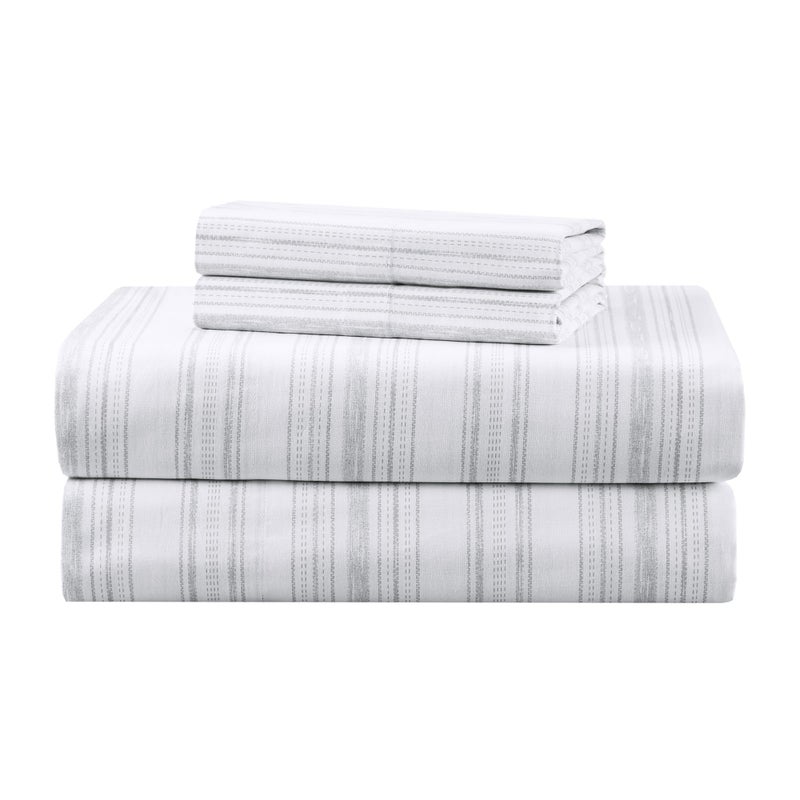 Comfort Spaces 100% Cotton Sheets Queen, Breathable, Naturally Cool Cotton Sheets, Cotton Bed Sheets with 14" Elastic Pocket Fits up to 16" Mattress, All Seasons Sheet Set, Good Vibes Grey 4 Piece - Image 1