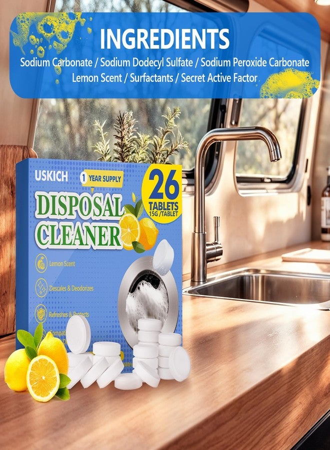 USKICH Garbage Disposal Cleaner Deodorizer Tablets 26Pack,XL Powerful Foaming Kitchen Sink Cleaners- Fresh Lemon Scented Disposal Cleaner, Natural Drain Garbage Disposer Cleaning- 1 Year Supply - Image 5