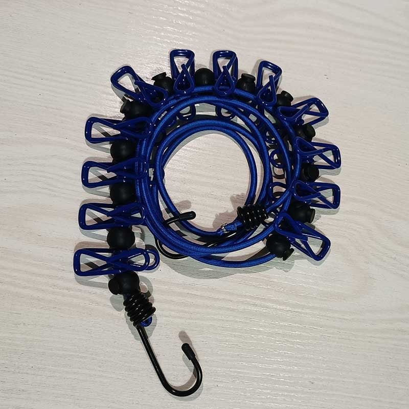 Dormitory Clothesline with Antislip Clips Blue 