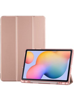Procases Cover For Galaxy Tab S6 Lite 10.4 Case 2022 2020 With S Pen Holder Sm-P613 P619 610 P615 P617 Slim Trifold Stand Folio Case Soft Tpu Translucent Back Cover Support Auto Wake Sleep -Rosegold  - Image 1