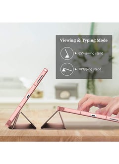 Procases Cover For Galaxy Tab S6 Lite 10.4 Case 2022 2020 With S Pen Holder Sm-P613 P619 610 P615 P617 Slim Trifold Stand Folio Case Soft Tpu Translucent Back Cover Support Auto Wake Sleep -Rosegold  - Image 3
