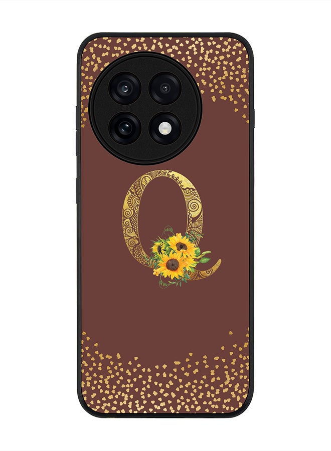 Stylizedd For OnePlus 13R / Ace 5 Pro Case,Slim fit Camera Protection, Shockproof Thin Phone cover  - Custom Floral Monogram - Q  (Brown )