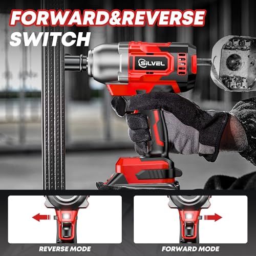 SILVEL Cordless Impact Wrench, MAX 650N.M Brushless Impact Gun 1/2 inch, 4.0Ah Battery, 6 Sockets, 3300RPM Impact Driver wih Fast Charger - Image 5