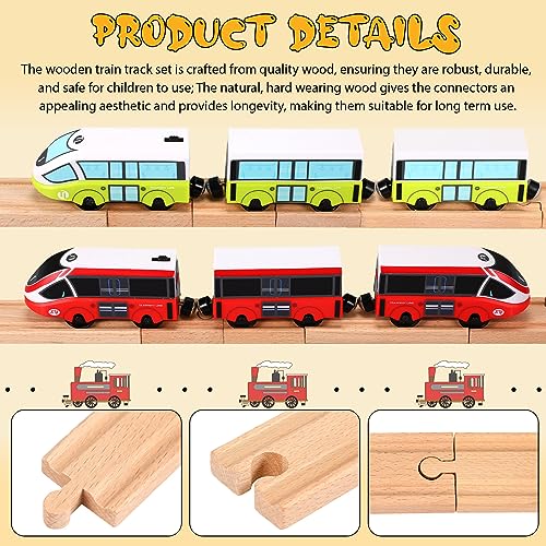 Liliful Pack of 8 Wood Train Track Expansion Packs Compatible with Most Train Tracks (2 Sizes,Mixed Straight) - Image 3