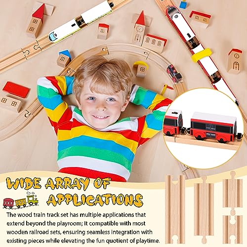 Liliful Pack of 8 Wood Train Track Expansion Packs Compatible with Most Train Tracks (2 Sizes,Mixed Straight) - Image 4
