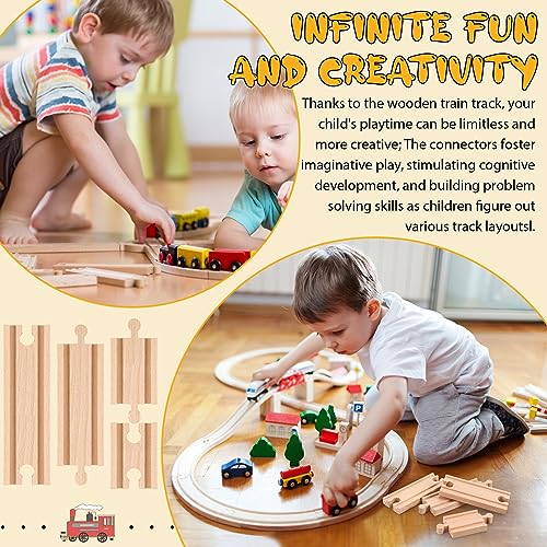 Liliful Pack of 8 Wood Train Track Expansion Packs Compatible with Most Train Tracks (2 Sizes,Mixed Straight) - Image 5