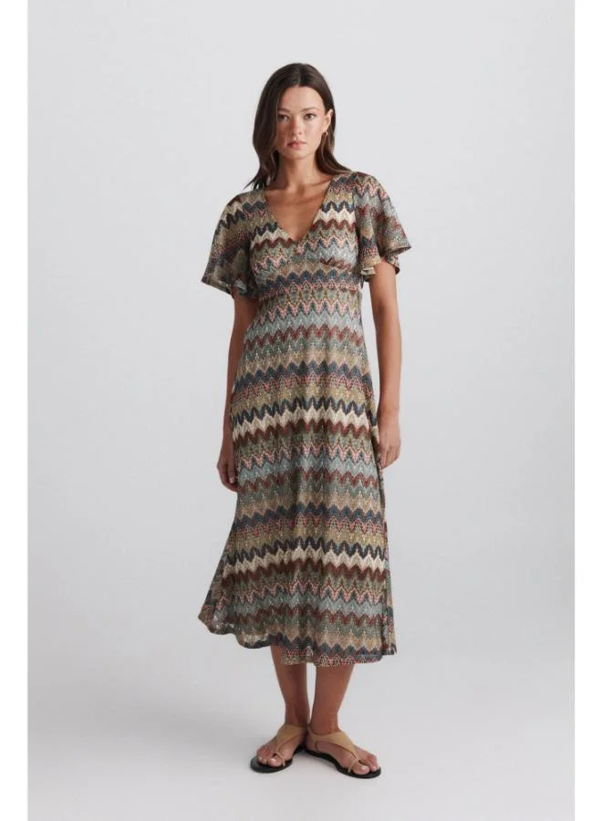 Border print midi dress