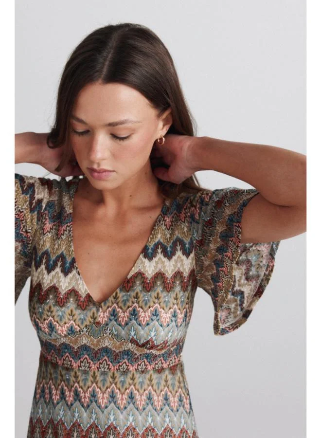 Springfield  Border print midi dress for Women | Best Price UAE