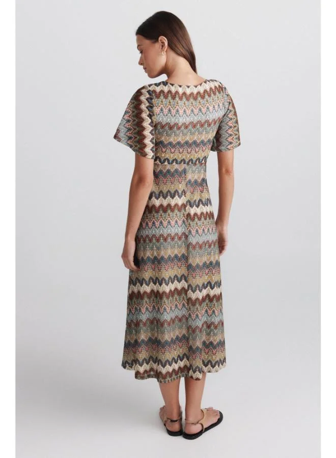 Springfield  Border print midi dress for Women | Best Price UAE