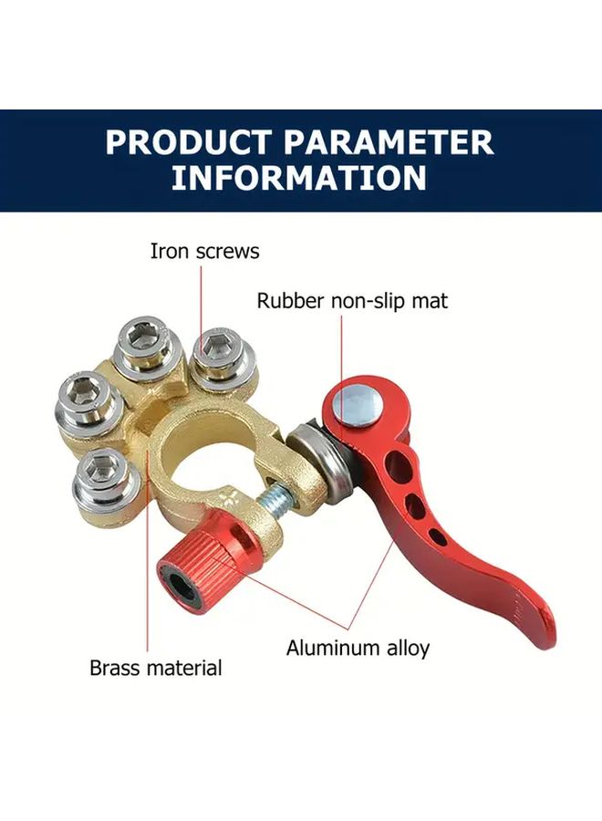 2Pcs Red Black Battery Terminal Clamps With Quick Release Arc Design - Image 5
