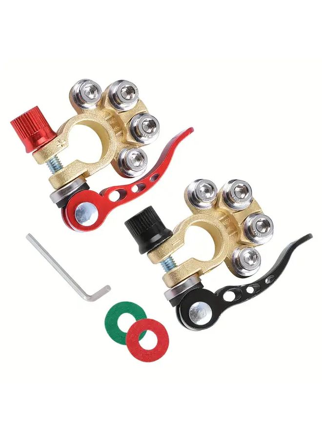 2Pcs Red Black Battery Terminal Clamps With Quick Release Arc Design - Image 4