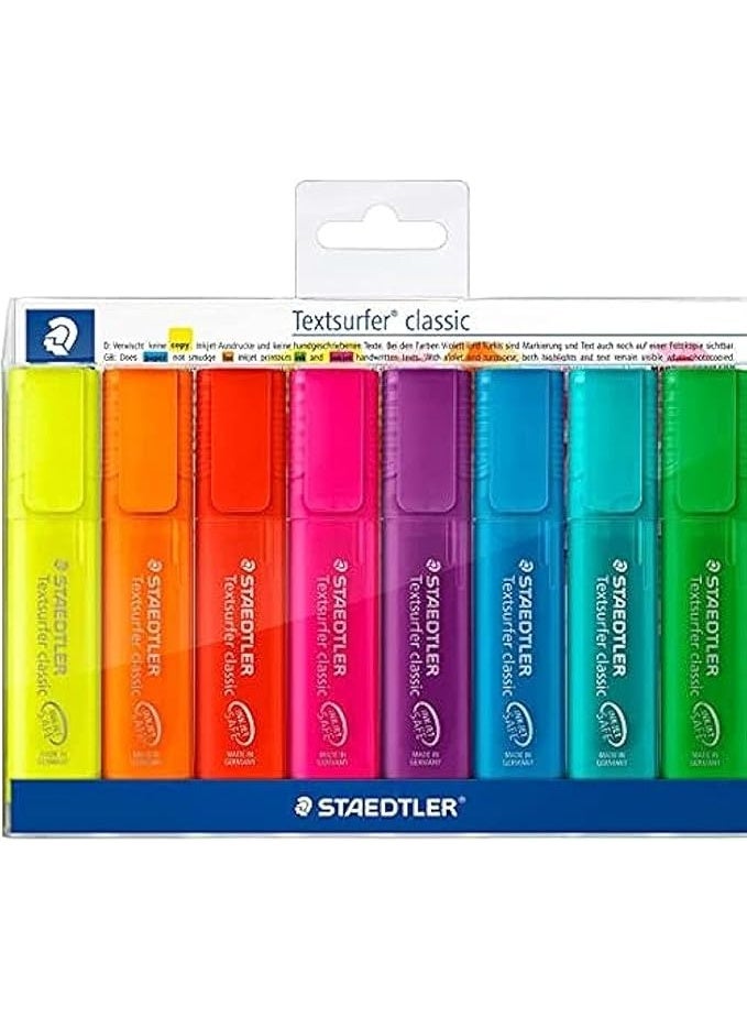 STAEDTLER Textsurfer Classic 364 Highlighter, Assorted Colours, Pack of 8