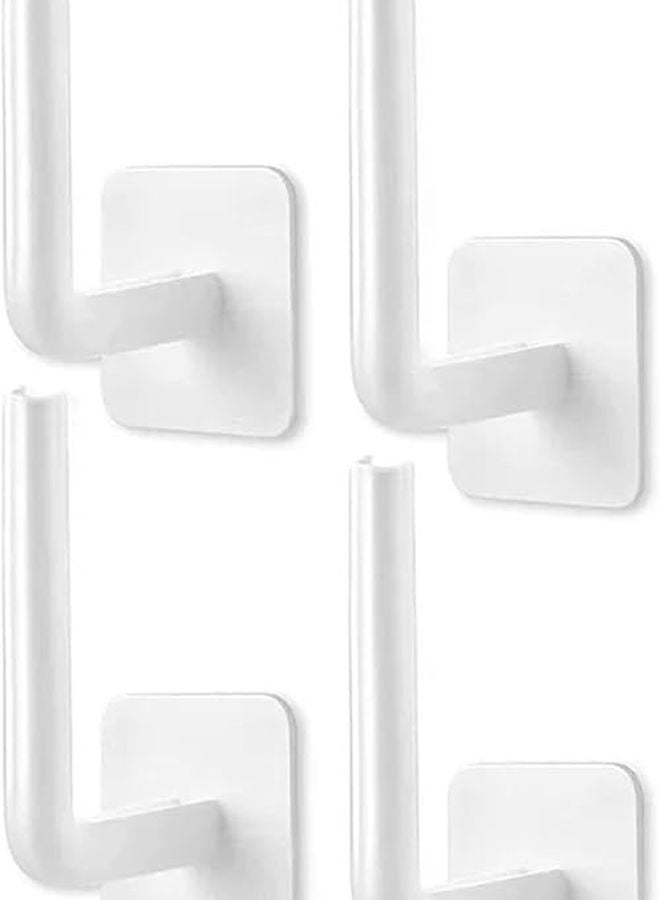 4PCS White Adhesive Hat Hooks Wall Mount Cap Holder Rack No Drilling Storage Organizer - Image 1