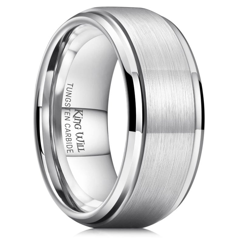 King Will 10mm Classic Wedding Ring For Men Brushed Matte Surface with Polished Step Edge Design Comfort Fit 7 - Image 1